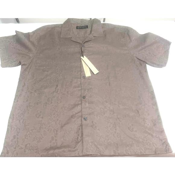 Men's Free Planet Button Down Shirt XL Brown short sleeve 100 cotton - Picture 1 of 8